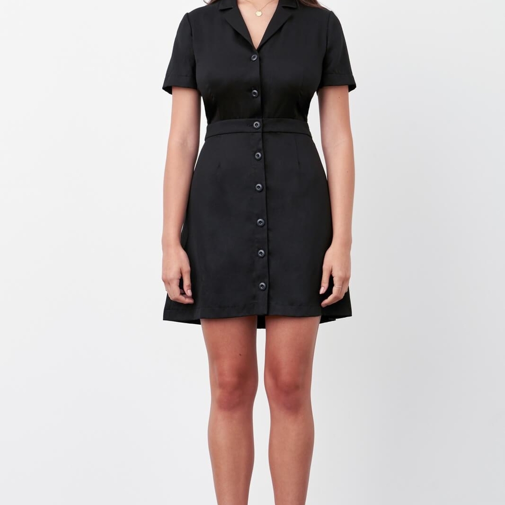 The Notch Collar Two Piece Dress in Black